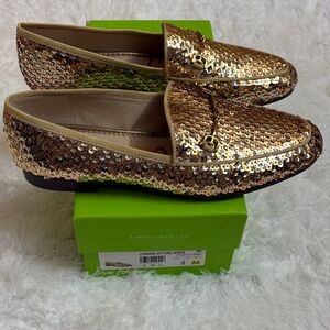 NEW In Box Sam Edelman Gold Loraine Octane Sequined Loafers In Size 8M